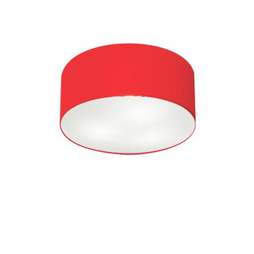 Plafon Cilíndrico Vivare Md-3010 Cúpula Em Tecido 30x12cm - Bivolt - Vermelho - 127/220v