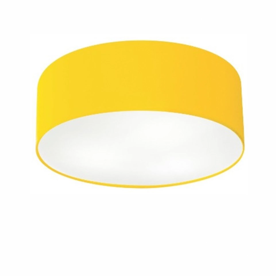Plafon Cilíndrico Vivare Md-3014 Cúpula Em Tecido 50x15cm - Bivolt - Amarelo - 127/220v