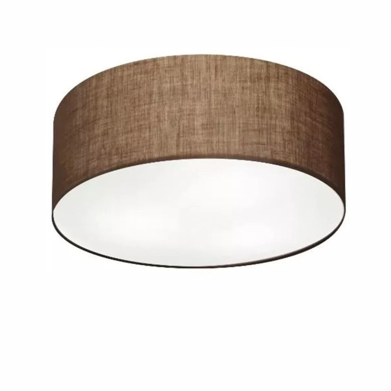 Plafon Cilíndrico Vivare Md-3014 Cúpula Em Tecido 50x15cm - Bivolt - Café - 127/220v
