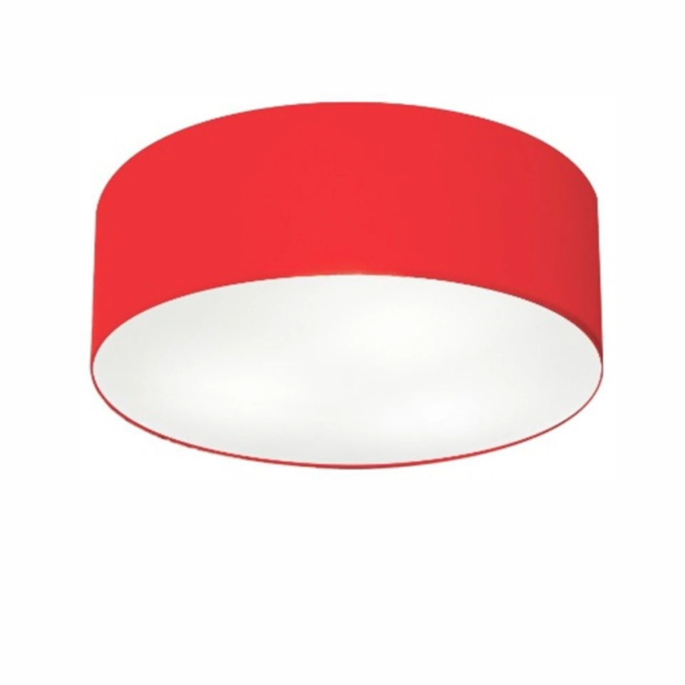 Plafon Cilíndrico Vivare Md-3014 Cúpula Em Tecido 50x15cm - Bivolt - Vermelho - 127/220v