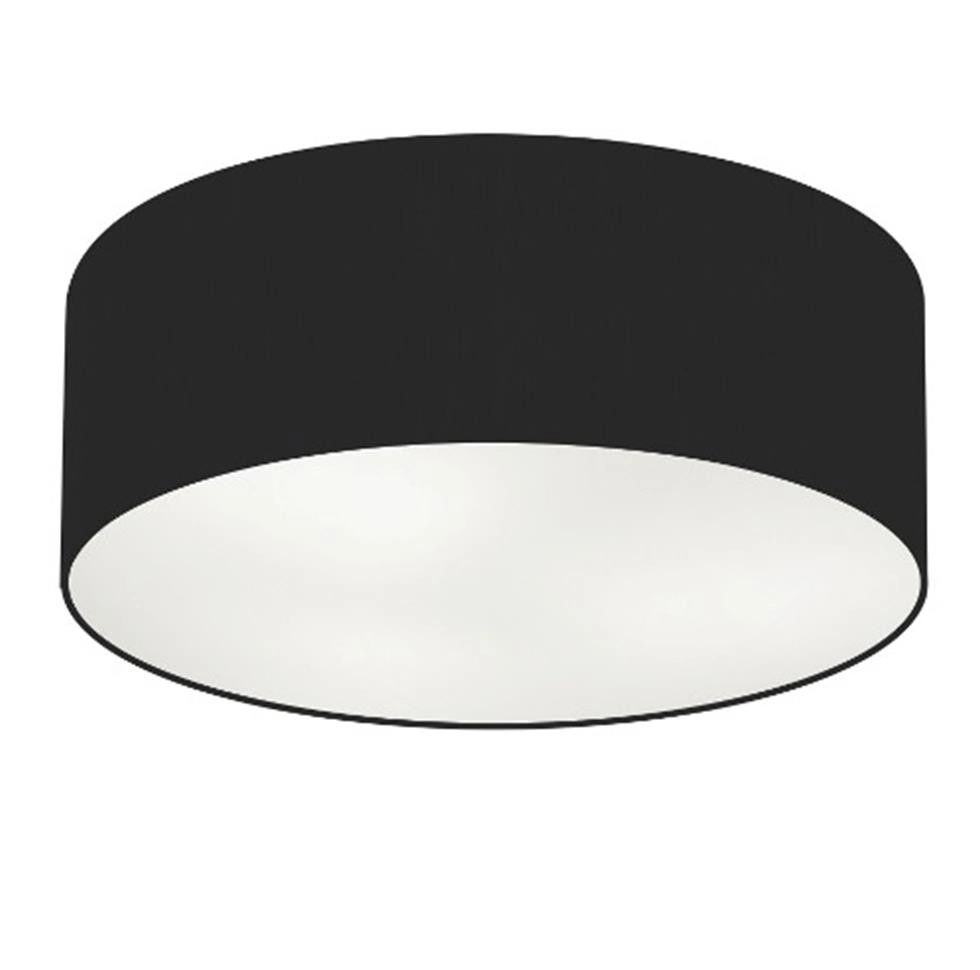 Plafon Cilíndrico Vivare Md-3019 Cúpula Em Tecido 80x15cm - Bivolt - Preto - 127/220v