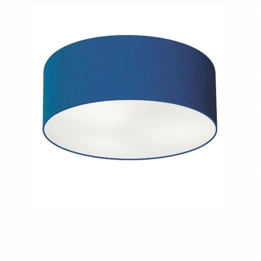 Plafon Cilíndrico Vivare Md-3046 Cúpula Em Tecido 35x12cm - Bivolt - Azul-marinho - 127/220v