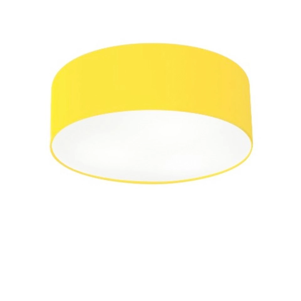 Plafon Cilíndrico Vivare Md-3046 Cúpula Em Tecido 35x12cm - Bivolt - Amarelo - 127/220v
