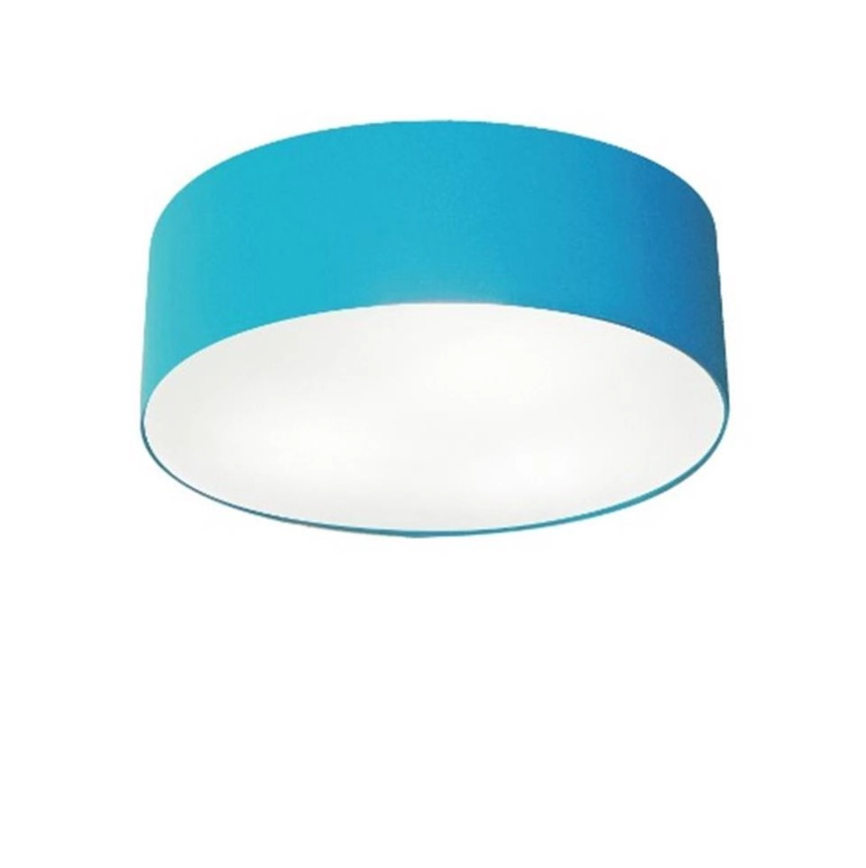 Plafon Cilíndrico Vivare Md-3046 Cúpula Em Tecido 35x12cm - Bivolt - Azul-turquesa - 127/220v