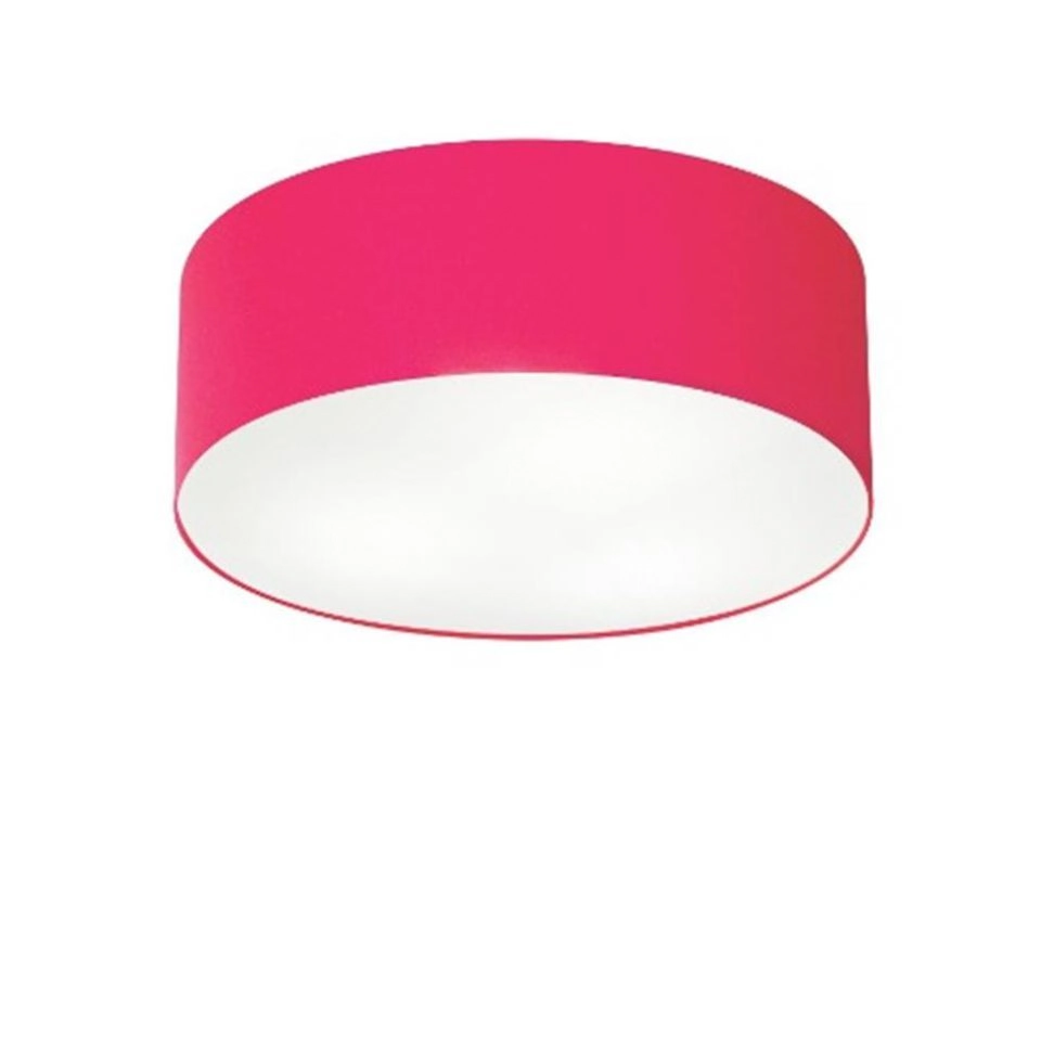 Plafon Cilíndrico Vivare Md-3046 Cúpula Em Tecido 35x12cm - Bivolt - Rosa-pink - 127/220v