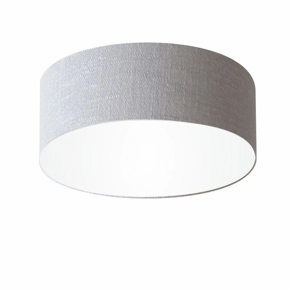 Plafon Cilíndrico Vivare Md-3047 Cúpula Em Tecido 45x15cm - Bivolt - Rustico-cinza - 127/220v