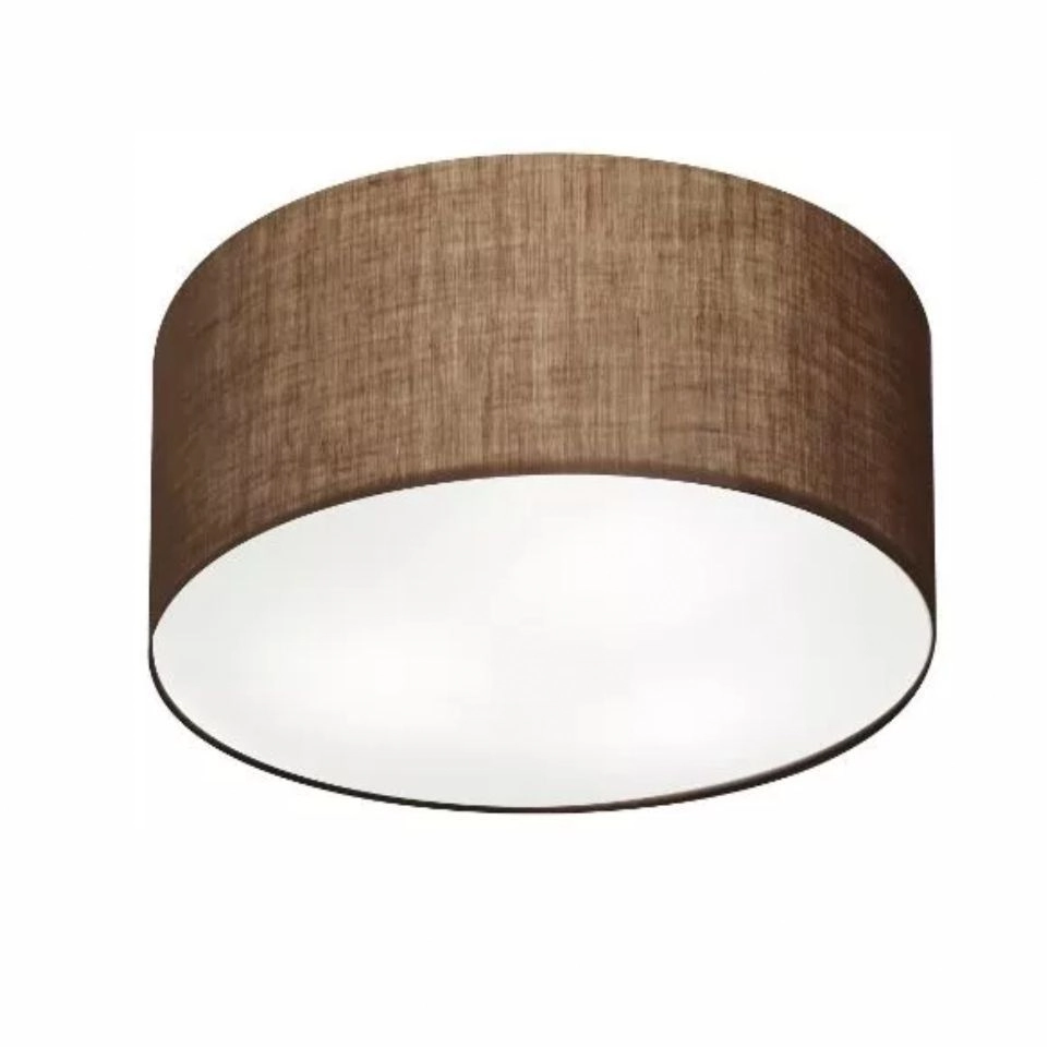 Plafon Cilíndrico Vivare Md-3048 Cúpula Em Tecido 50x21cm - Bivolt - Café - 127/220v