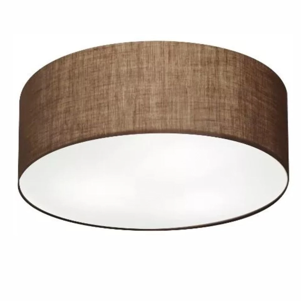 Plafon Cilíndrico Vivare Md-3049 Cúpula Em Tecido 70x15cm - Bivolt - Café - 127/220v