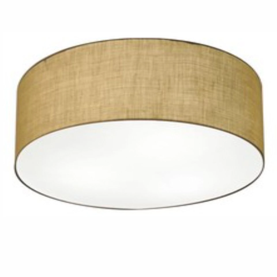 Plafon Cilíndrico Vivare Md-3049 Cúpula Em Tecido 70x15cm - Bivolt - Palha - 127/220v