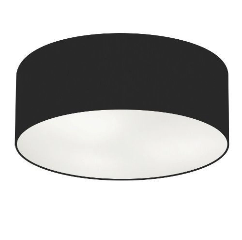 Plafon Cilíndrico Vivare Md-3049 Cúpula Em Tecido 70x15cm - Bivolt - Preto - 127/220v