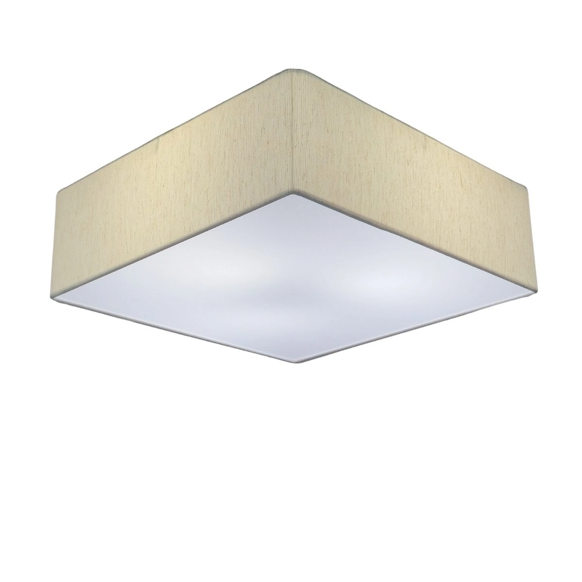 Plafon Quadrado Vivare Md-3051 Cúpula Em Tecido 15/45x45cm - Bivolt - Linho Bege - 127/220v