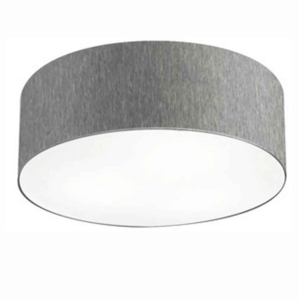 Plafon Cilíndrico Vivare Md-3057 Cúpula Em Tecido 55x15cm - Bivolt - Rustico-cinza - 127/220v
