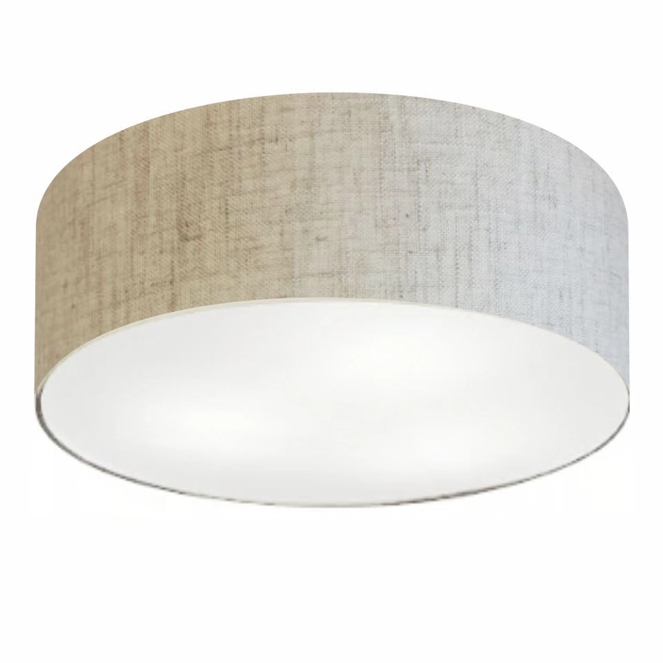 Plafon Cilíndrico Vivare Md-3057 Cúpula Em Tecido 55x15cm - Bivolt - Rustico-bege - 127/220v