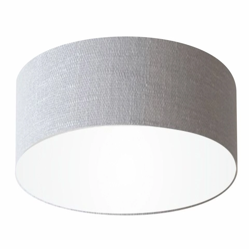 Plafon Cilíndrico Vivare Md-3058 Cúpula Em Tecido 55x25cm - Bivolt - Rustico-cinza - 127/220v