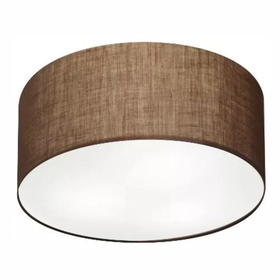 Plafon Cilíndrico Vivare Md-3058 Cúpula Em Tecido 55x25cm - Bivolt - Café - 127/220v