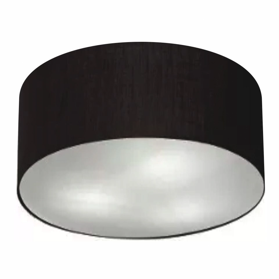 Plafon Cilíndrico Vivare Md-3058 Cúpula Em Tecido 55x25cm - Bivolt - Preto - 127/220v