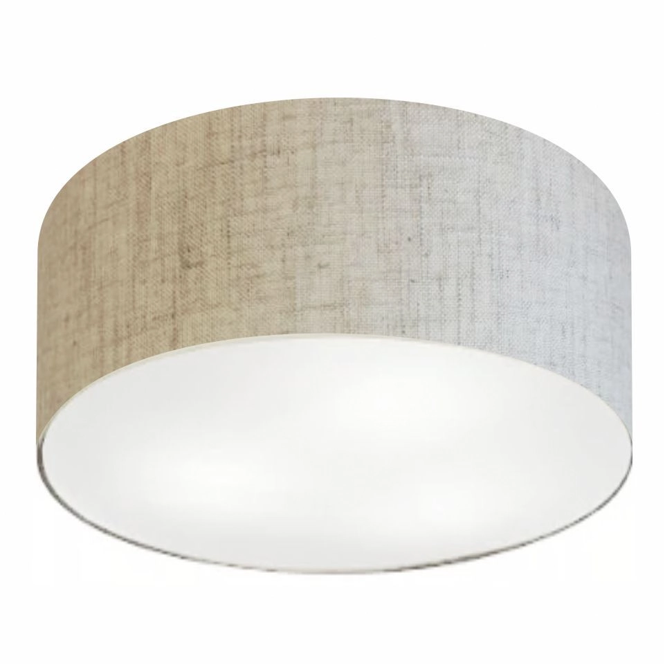 Plafon Cilíndrico Vivare Md-3058 Cúpula Em Tecido 55x25cm - Bivolt - Rustico-bege - 127/220v