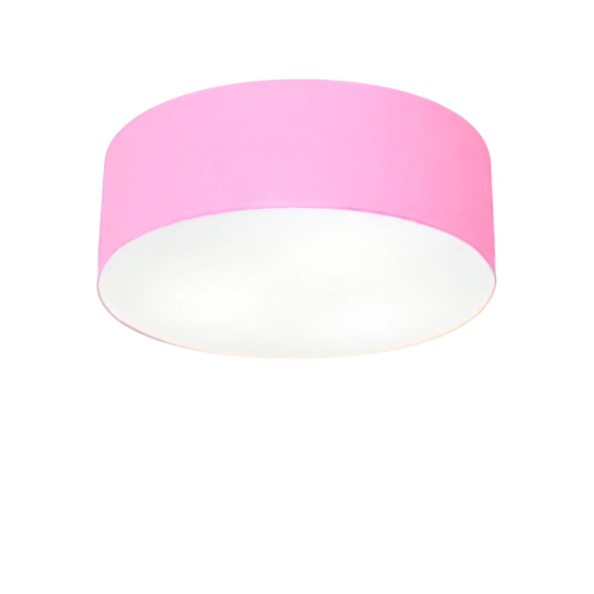 Plafon Cilíndrico Vivare Md-3005 Cúpula Em Tecido 40x12cm - Bivolt - Rosa-bebê - 127/220v