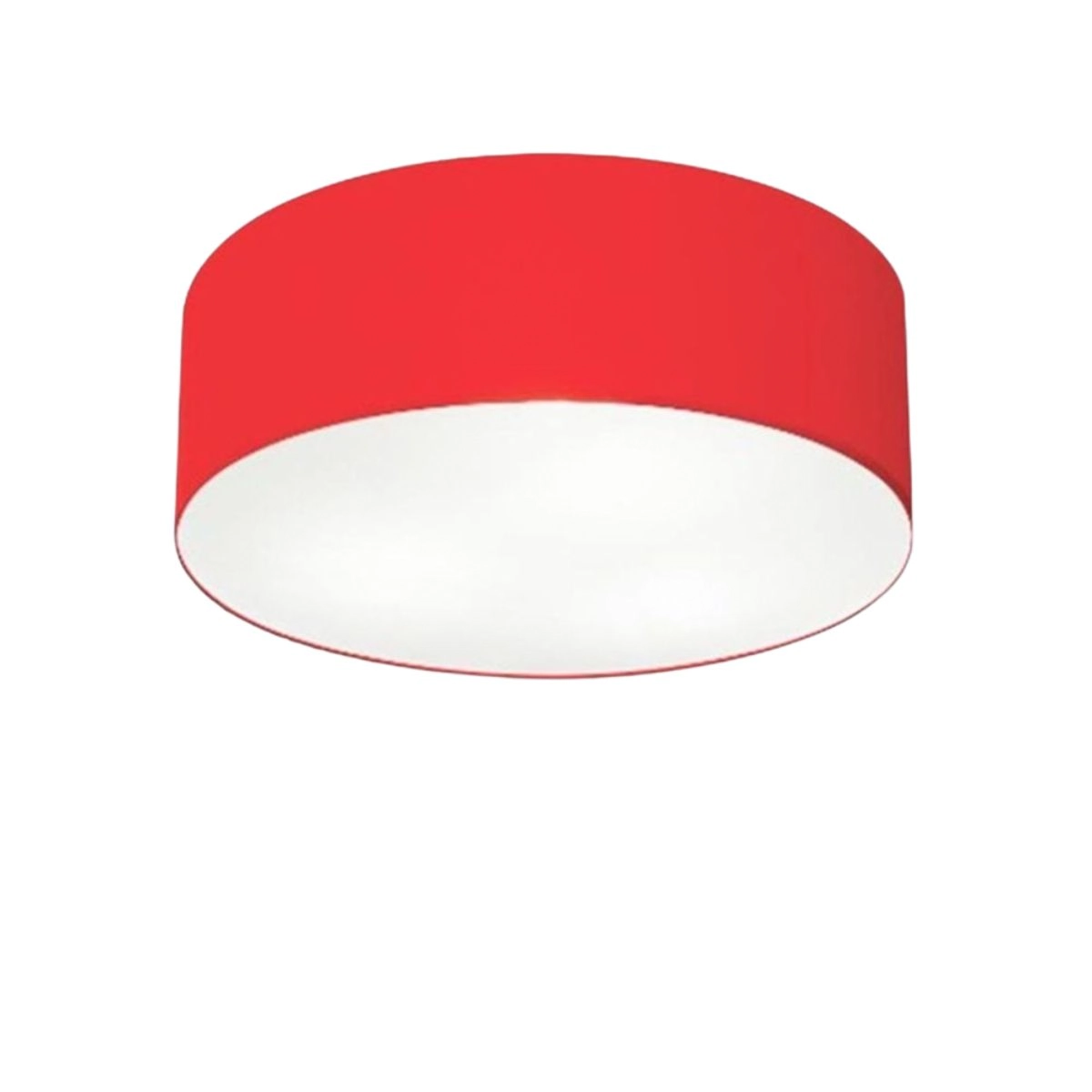 Plafon Cilíndrico Vivare Md-3005 Cúpula Em Tecido 40x12cm - Bivolt - Vermelho - 127/220v