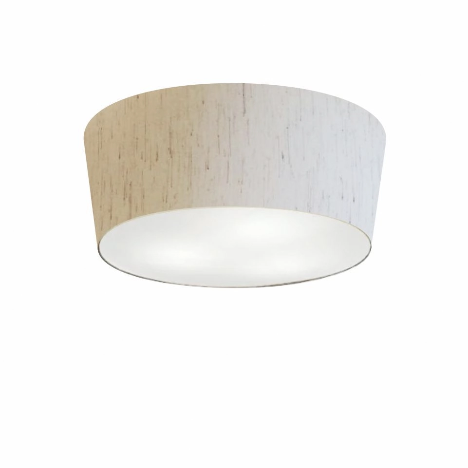 Plafon Cone Vivare Md-3003 Cúpula Em Tecido 12/40x35cm - Bivolt - Linho Bege - 127/220v