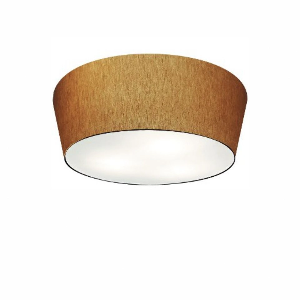 Plafon Cone Vivare Md-3003 Cúpula Em Tecido 12/40x35cm - Bivolt - Palha - 127/220v
