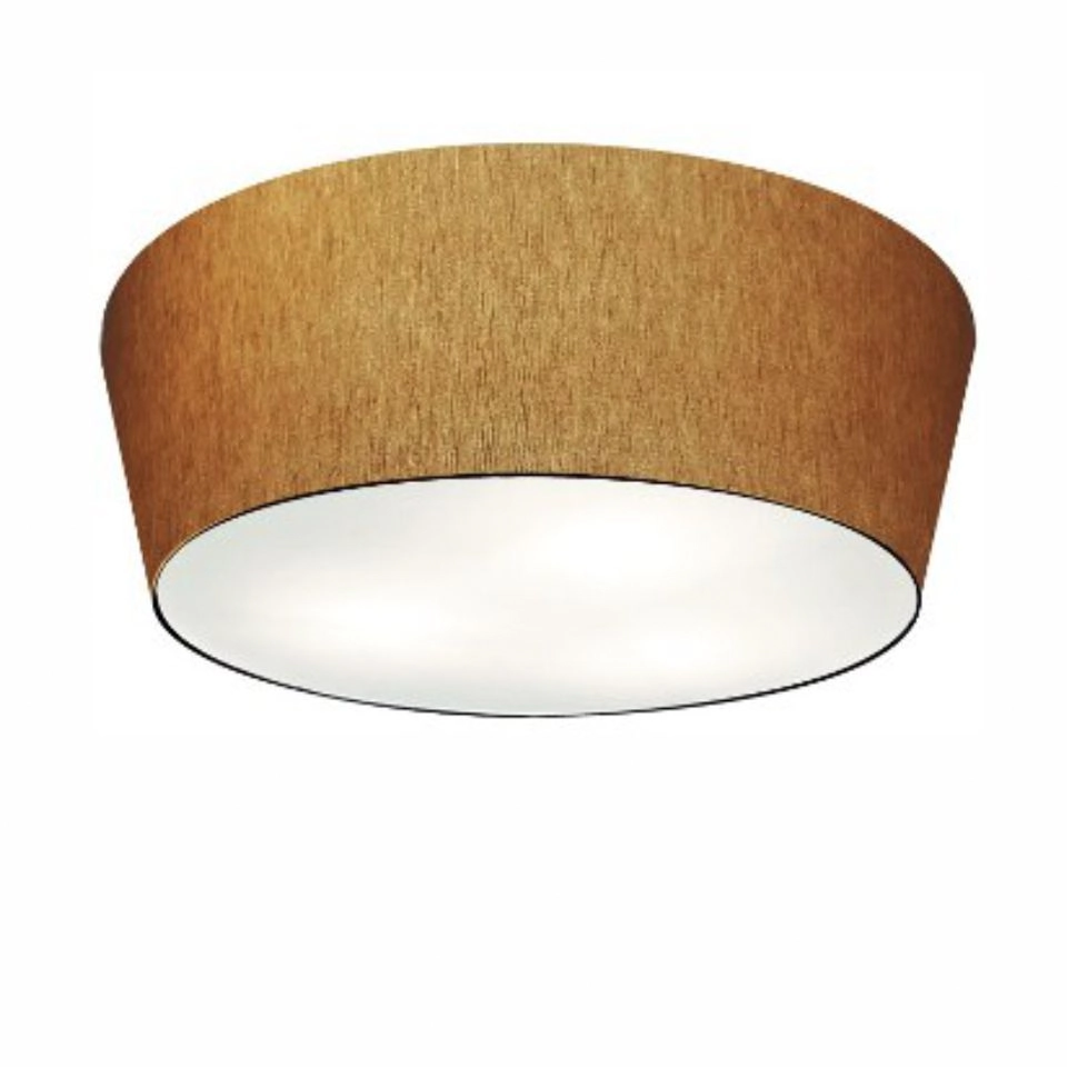 Plafon Cone Vivare Md-3004 Cúpula Em Tecido 15/50x40cm - Bivolt - Palha - 127/220v