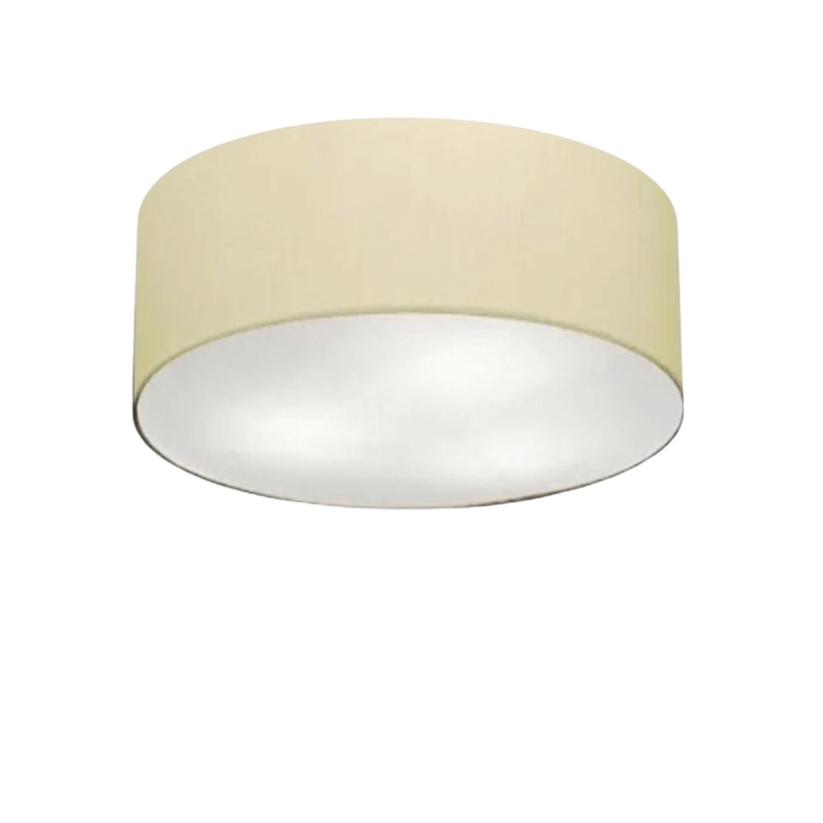 Plafon Cilíndrico Vivare Md-3005 Cúpula Em Tecido 40x12cm - Bivolt - Algodão-crú - 127/220v