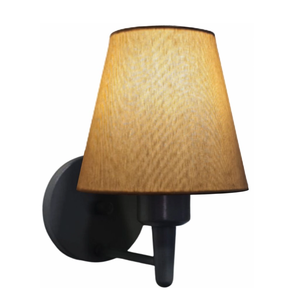 Arandela Cone Vivare Md-2004 Base Preto Cúpula Em Tecido - Bivolt - Preta-palha - 127/220v