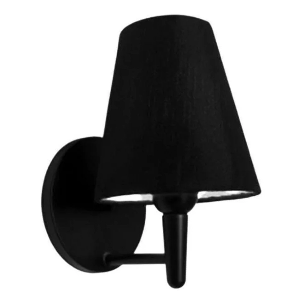 Arandela Cone Vivare Md-2004 Base Preto Cúpula Em Tecido - Bivolt - Preto-preto - 127/220v