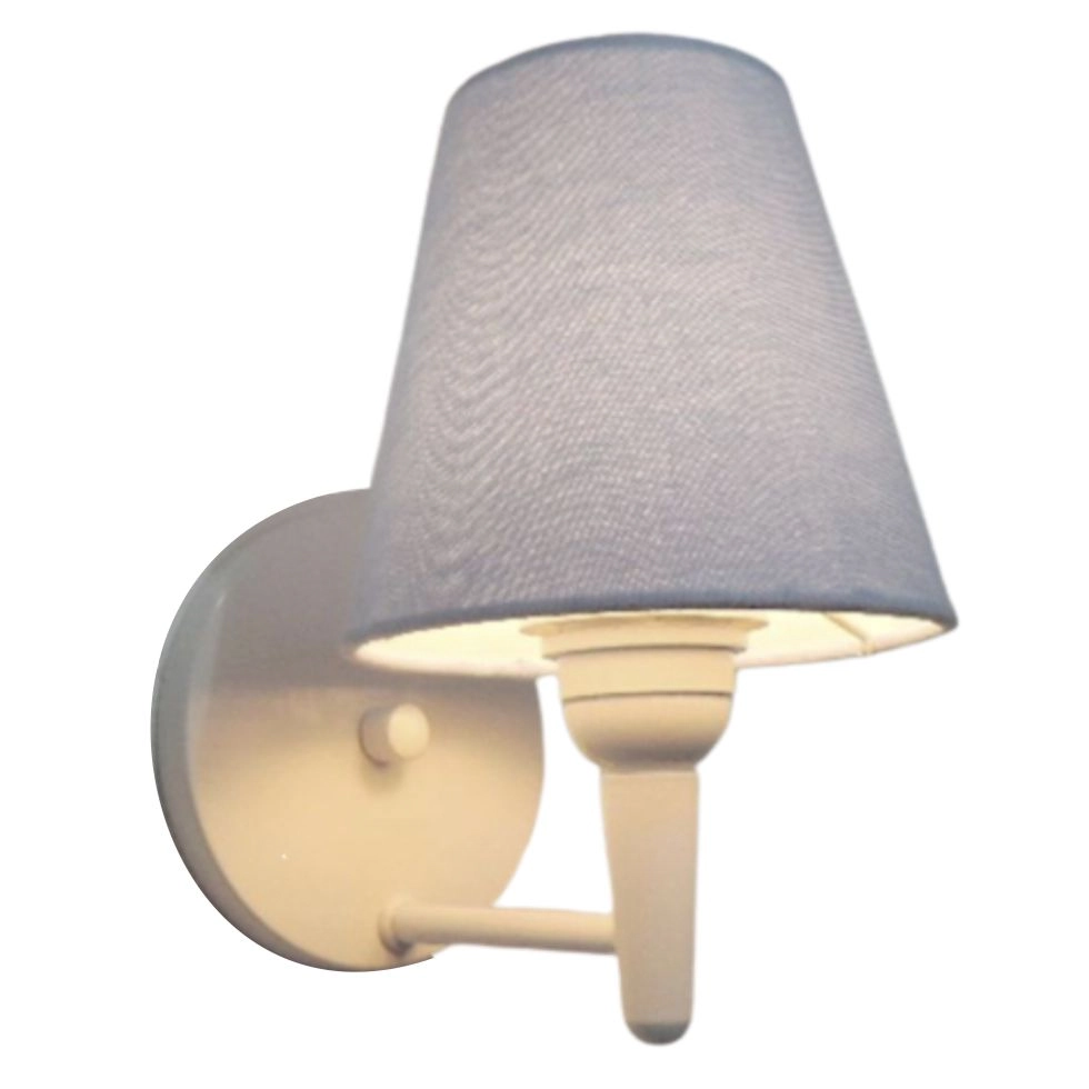 Arandela Cone Vivare Md-2004 Base Branco Cúpula Em Tecido - Bivolt - Branco-azul-bebê - 127/220v
