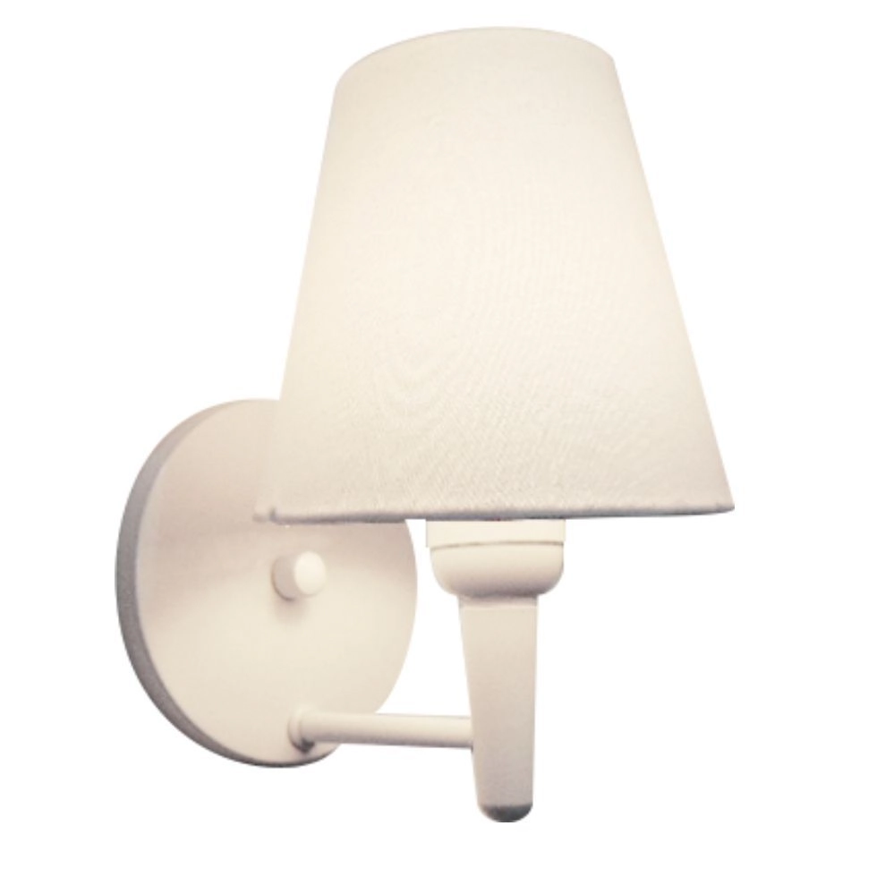 Arandela Cone Vivare Md-2004 Base Branco Cúpula Em Tecido - Bivolt - Branco-branco - 127/220v