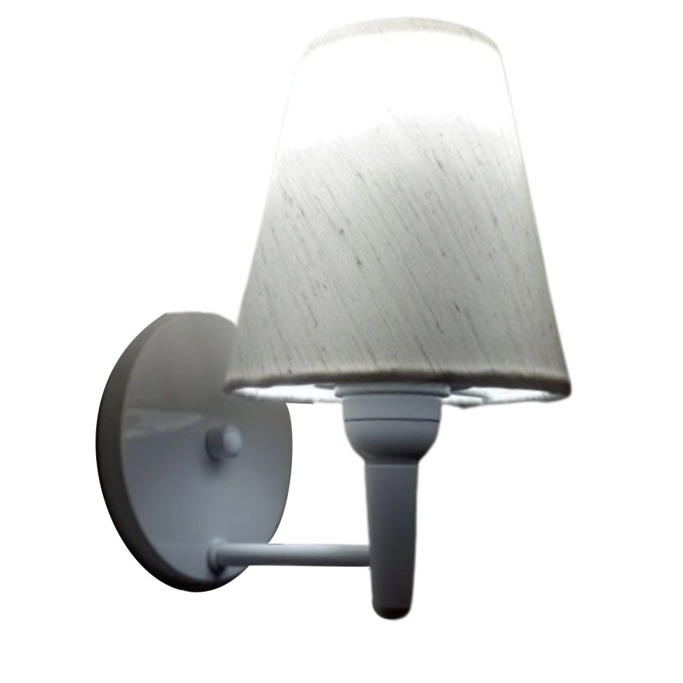 Arandela Cone Vivare Md-2004 Base Branco Cúpula Em Tecido - Bivolt - Branco-linho-bege - 127/220v