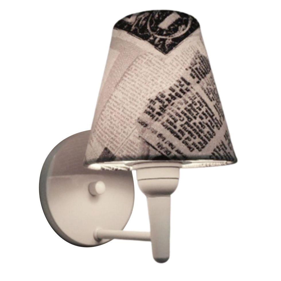 Arandela Cone Vivare Md-2004 Base Branco Cúpula Em Tecido - Bivolt - Branco-ny-jornal - 127/220v