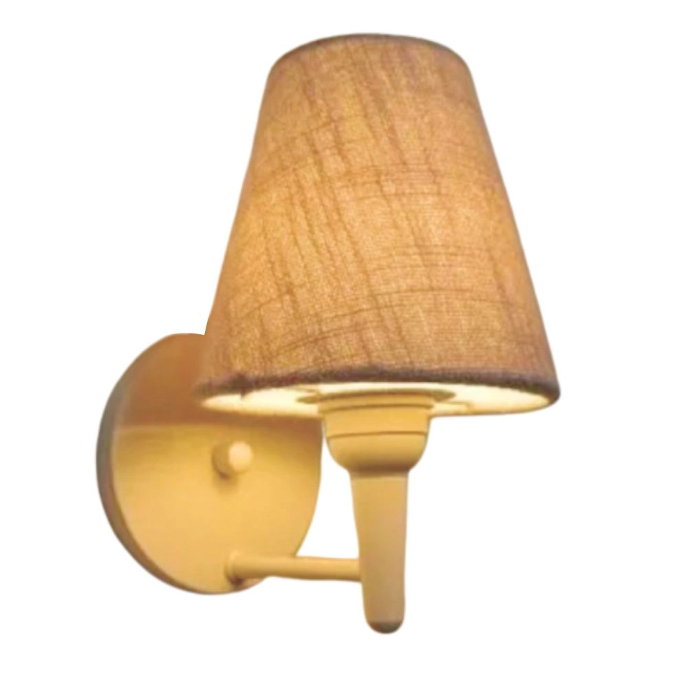 Arandela Cone Vivare Md-2004 Base Branco Cúpula Em Tecido - Bivolt - Branco-rustico-bege - 127/220v