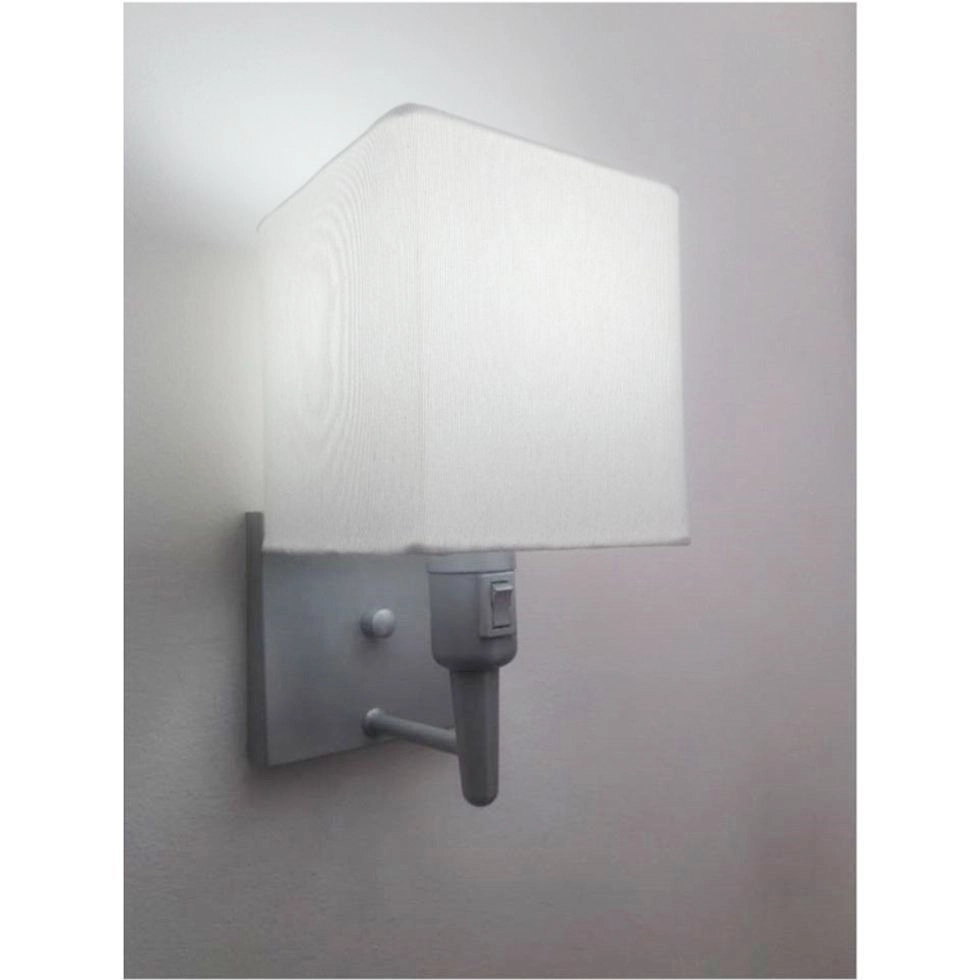 Arandela Quadrada Vivare Md-2019 Base Cinza Com Interruptor E Cúpula Em Tecido - Bivolt - Cinza-branco - 127/220v