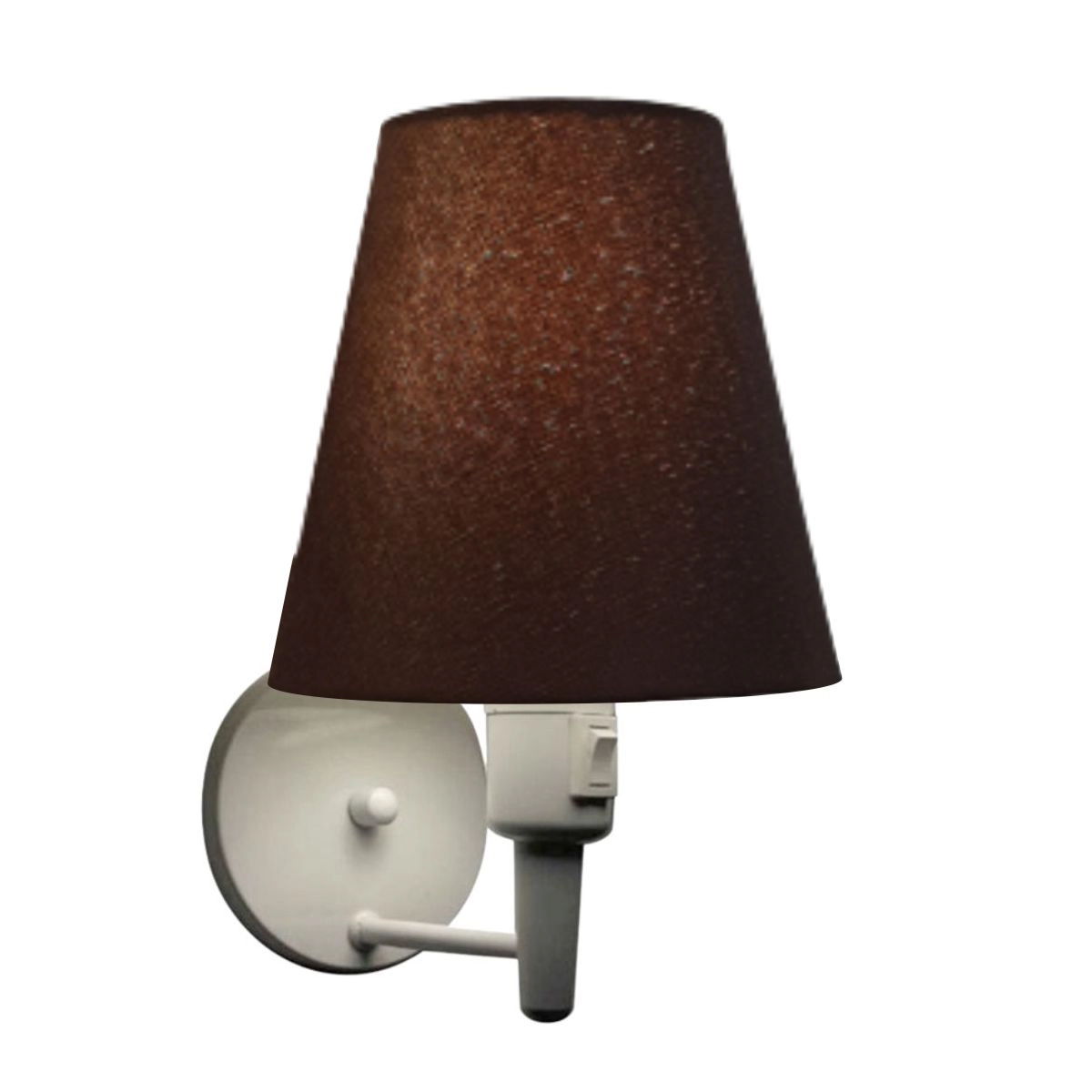 Arandela Cone Vivare Md-2032 Base Branco Com Interruptor Cúpula Em Tecido - Bivolt - Branco-café - 127/220v