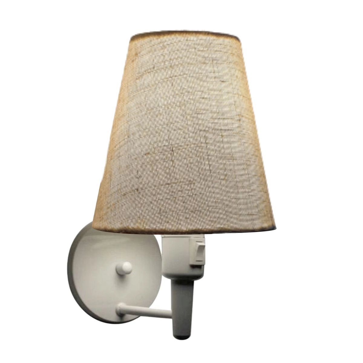 Arandela Cone Vivare Md-2032 Base Branco Com Interruptor Cúpula Em Tecido - Bivolt - Branco-rustico-bege - 127/220v