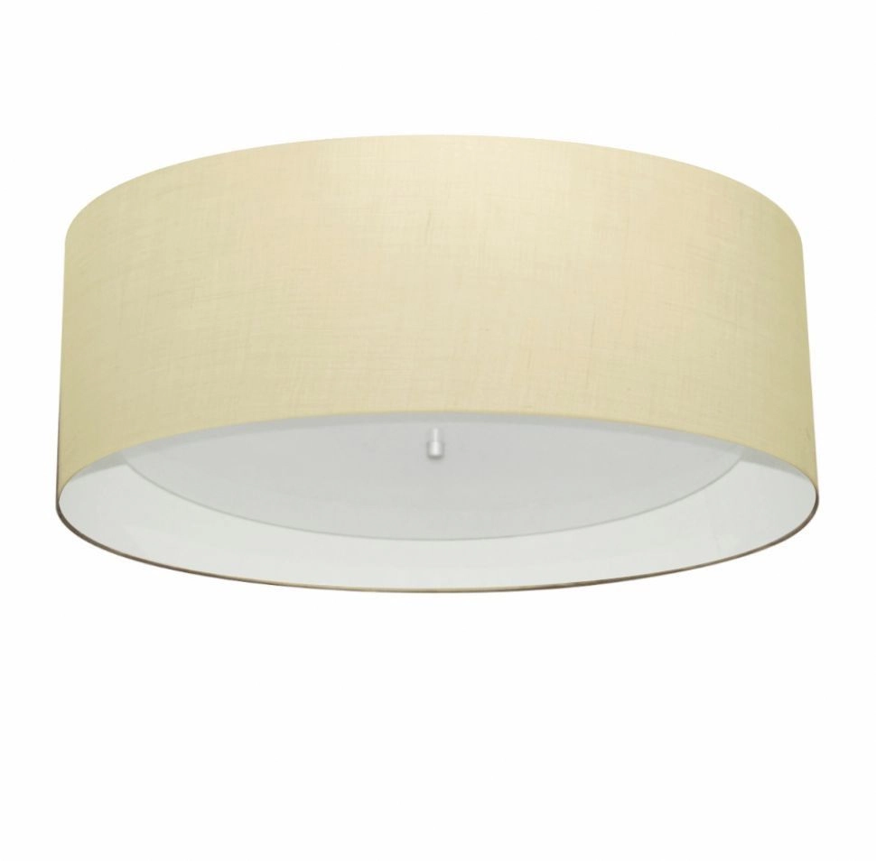 Plafon Cilíndrico Duplo Vivare Md-3008 Cúpula Forrada Em Tecido 60x25cm - Algodão Crú / Branco - 110v/220v