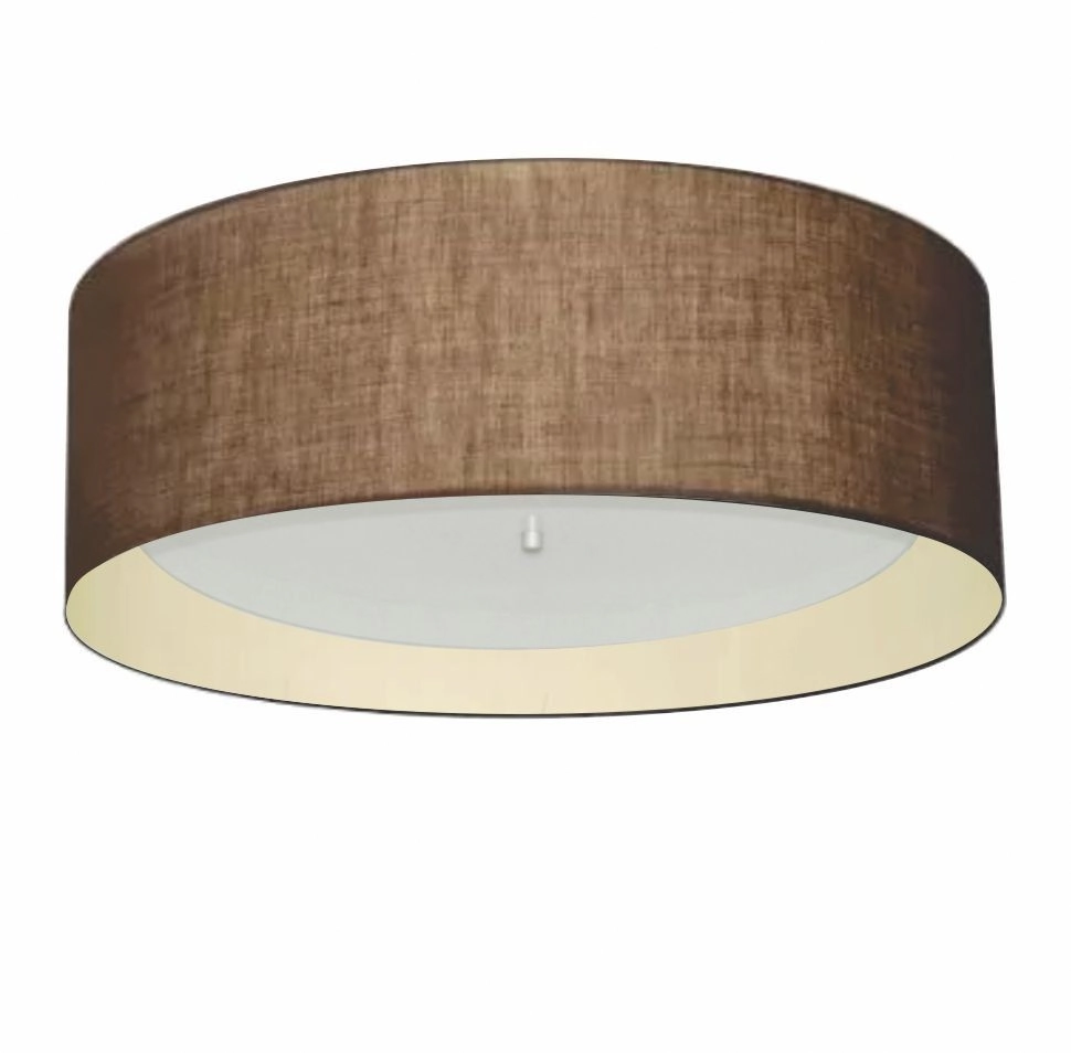 Plafon Cilíndrico Duplo Vivare Md-3008 Cúpula Forrada Em Tecido 60x25cm - Bivolt - Café-algodão-crú - 127/220v