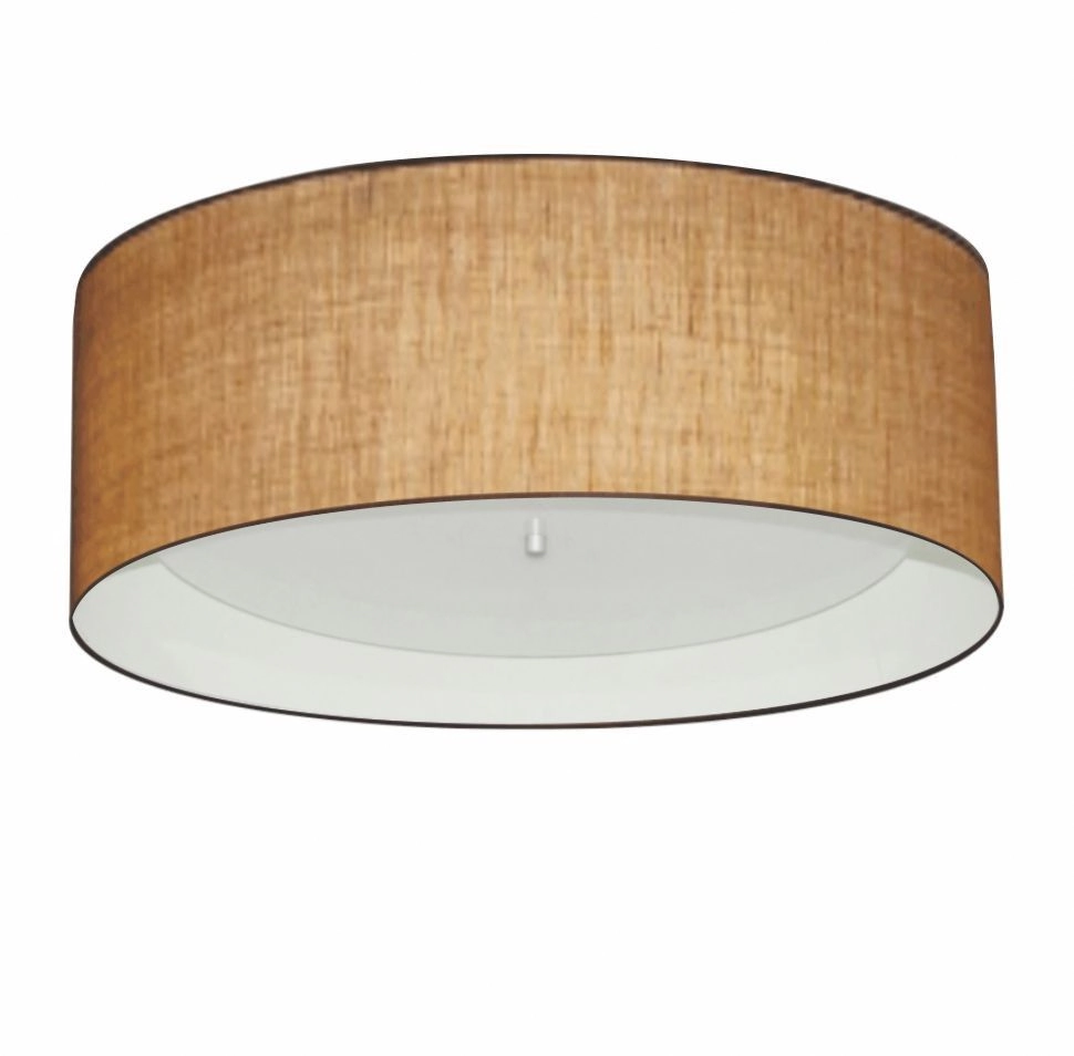Plafon Cilíndrico Duplo Vivare Md-3008 Cúpula Forrada Em Tecido 60x25cm - Bivolt - Palha-branco - 127/220v