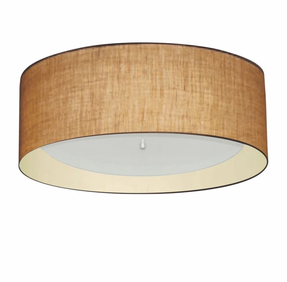 Plafon Cilíndrico Duplo Vivare Md-3008 Cúpula Forrada Em Tecido 60x25cm - Bivolt - Palha-bege - 127/220v
