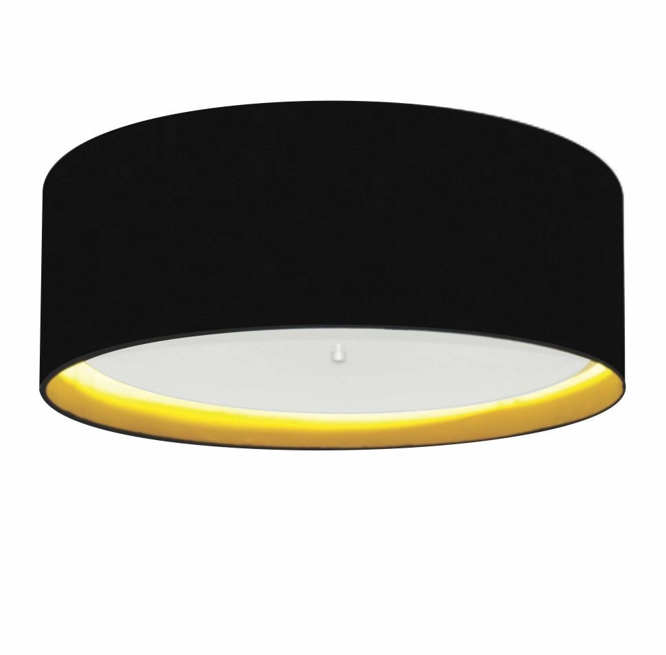 Plafon Cilíndrico Duplo Vivare Md-3008 Cúpula Forrada Em Tecido 60x25cm - Bivolt - Preto-amarelo - 127/220v