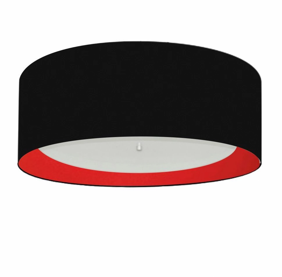 Plafon Cilíndrico Duplo Vivare Md-3008 Cúpula Forrada Em Tecido 60x25cm - Bivolt - Preto-vermelho - 127/220v