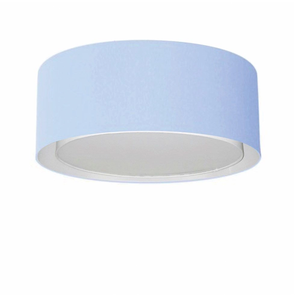 Plafon Cilíndrico Duplo Vivare Md-3036 Cúpula Em Tecido 50x25cm - Bivolt - Azul-bebê - 127/220v