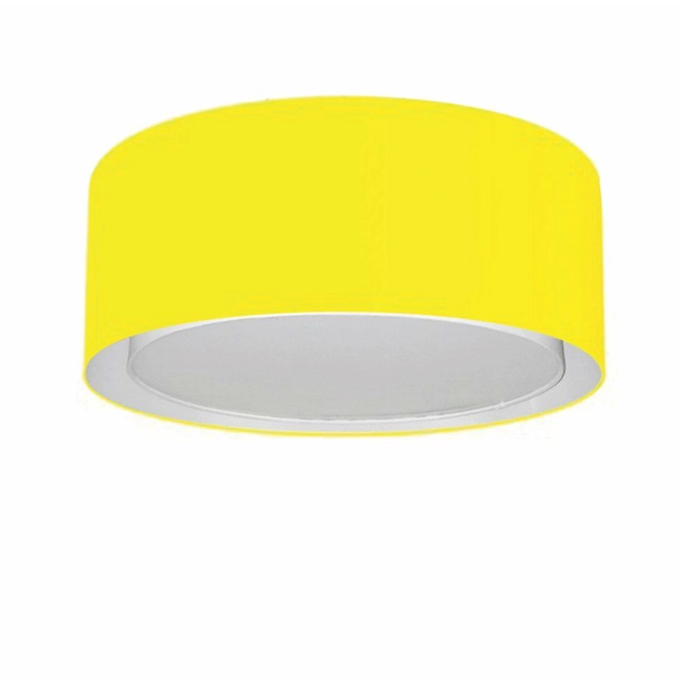 Plafon Cilíndrico Duplo Vivare Md-3036 Cúpula Em Tecido 50x25cm - Bivolt - Amarelo - 127/220v