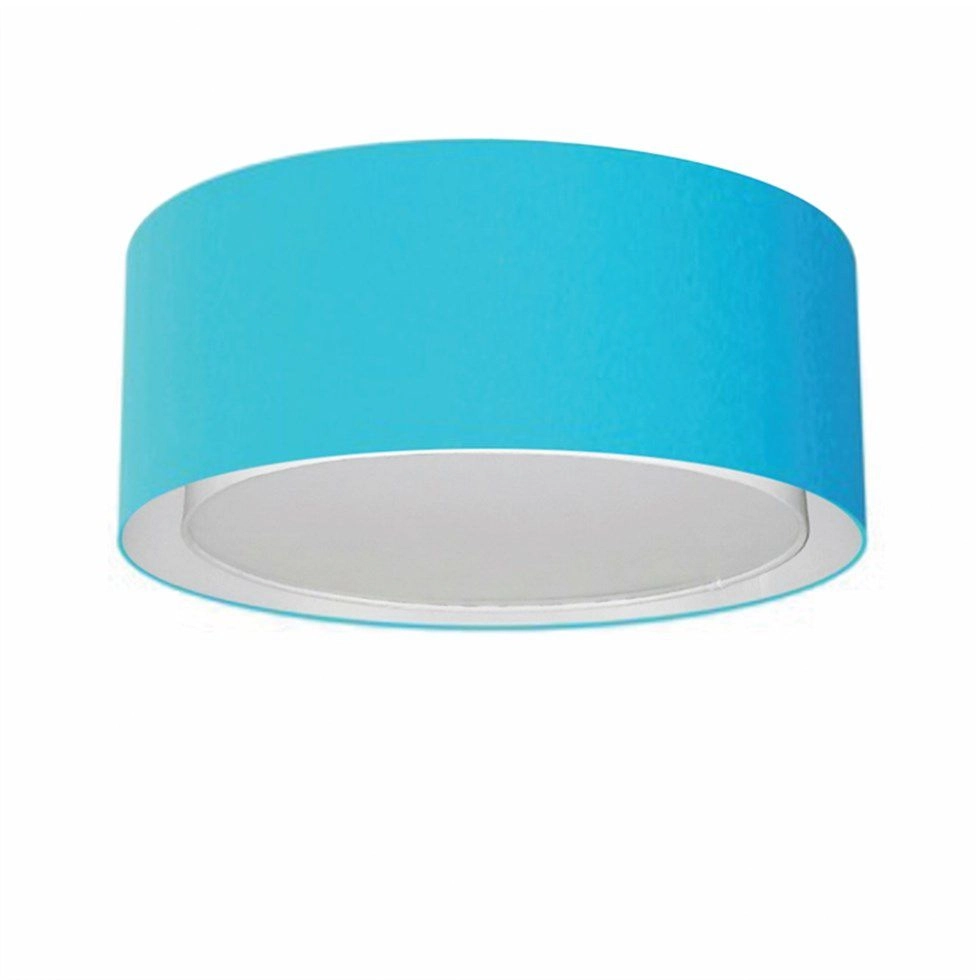 Plafon Cilíndrico Duplo Vivare Md-3036 Cúpula Em Tecido 50x25cm - Bivolt - Azul-turquesa - 127/220v