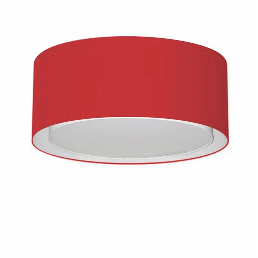 Plafon Cilíndrico Duplo Vivare Md-3036 Cúpula Em Tecido 50x25cm - Bivolt - Bordo - 127/220v