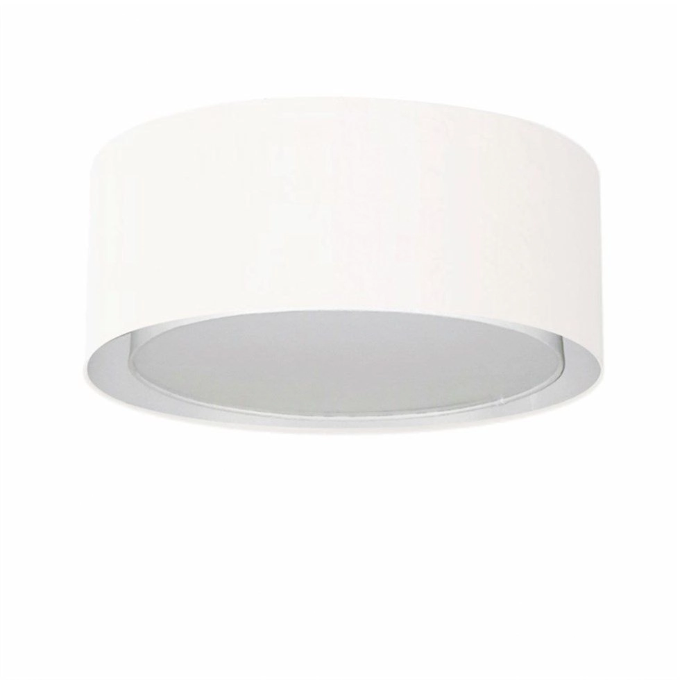 Plafon Cilíndrico Duplo Vivare Md-3036 Cúpula Em Tecido 50x25cm - Bivolt - Branco - 127/220v