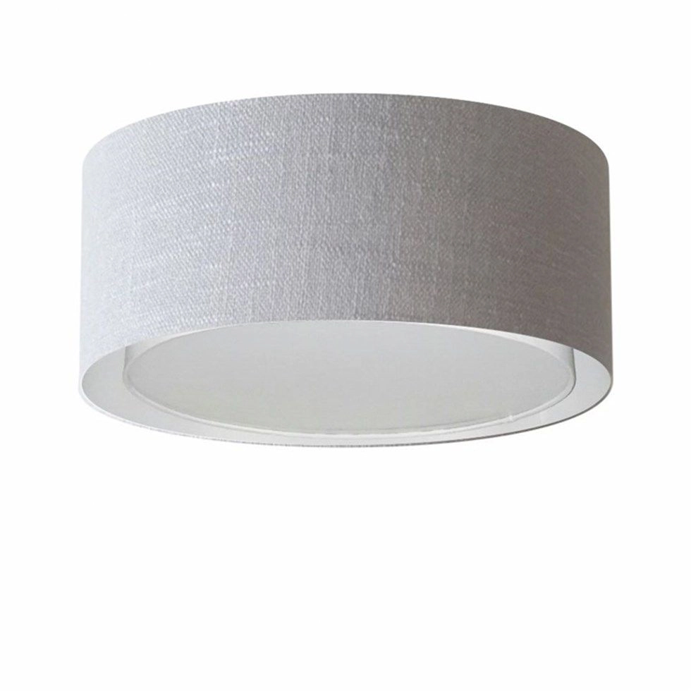 Plafon Cilíndrico Duplo Vivare Md-3036 Cúpula Em Tecido 50x25cm - Bivolt - Rustico-cinza - 127/220v