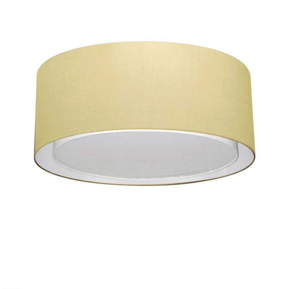 Plafon Cilíndrico Duplo Vivare Md-3036 Cúpula Em Tecido 50x25cm - Bivolt - Algodão-crú - 127/220v